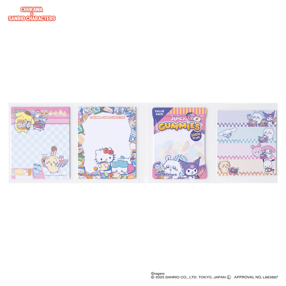 "Chiikawa x Sanrio Supermarket" Patapata Sticky Notes - Image 3